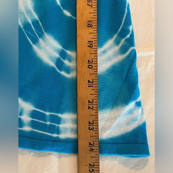 INC Women’s Turquoise Top, w/Bling Neckline 3/4 Sleeve Tie Dye Spirals; Size S - Picture 7 of 7
